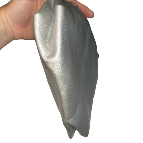 Silver Metallic Simple cross body purse bag rubber water resistant linin… - Picture 3 of 5